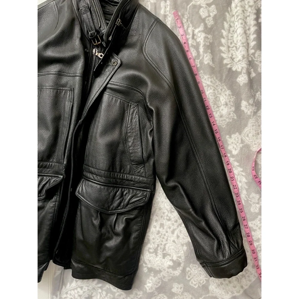 Vintage Men's Marco Pierguidi Black Leather Jacket, Size
